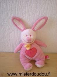 Doudou Lapin Tex Rose coeur echarpe orange 