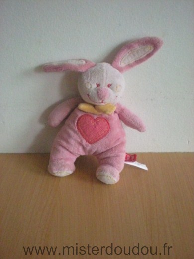 Doudou Lapin Tex Rose coeur rose foncé 