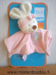 Doudou Lapin Tex Rose fleurs et bandeau rose 