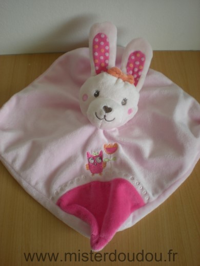 Doudou Lapin Tex Rose fushia chouette fleur 