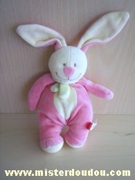 Doudou Lapin Tex Rose jaune écharpe verte Très bon état général sauf le grelot cassé