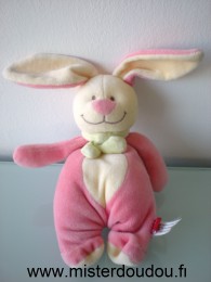 Doudou Lapin Tex Rose jaune echarpe verte 