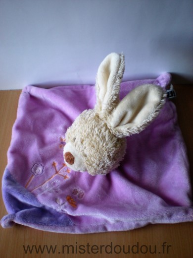 Doudou Lapin Tex Rose mauve fleurs papillon 