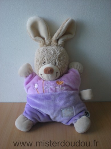 Doudou Lapin Tex Rose motif fleurs papillon 