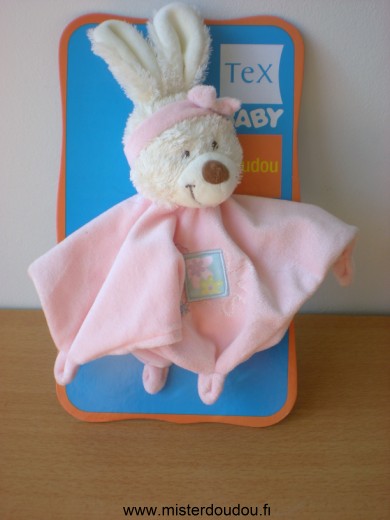 Doudou Lapin Tex Rose motifs fleurs 