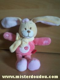 Doudou Lapin Tex Rose  noeud rose clair Chien ou lapin petit modele 
coccinelle brodée sur le ventre