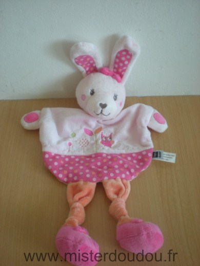 Doudou Lapin Tex Rose orange 