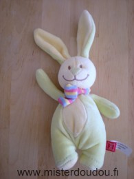 Doudou Lapin Tex Vert anis jaune écharpe multicolore Petit modèle