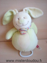 Doudou Lapin Tex Vert jaune Lapin musical