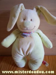 Doudou Lapin Tex Vert jaune Echarpe multicolore