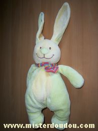 Doudou Lapin Tex Vert  jaune écharpe multicolore C'est le grand modèle