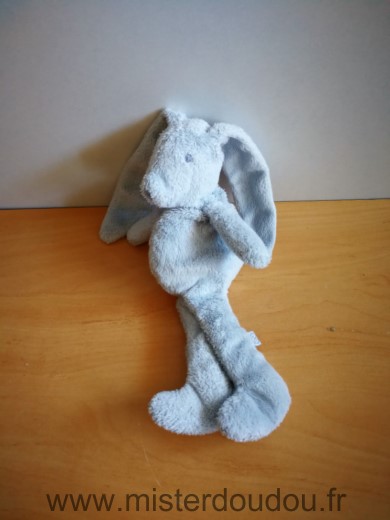 Doudou Lapin Theophile et patachou Bleu semi plat 