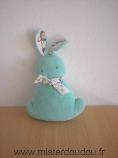 Doudou Lapin Tigex Bleu turquoise 