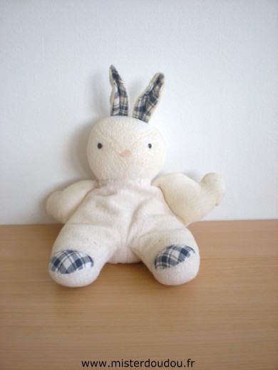 Doudou Lapin Tigex Tissus eponge ecru 