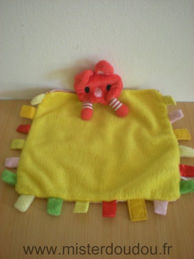 Doudou Lapin Tourbillon Jaune avec etiquettes totam et son doudou 