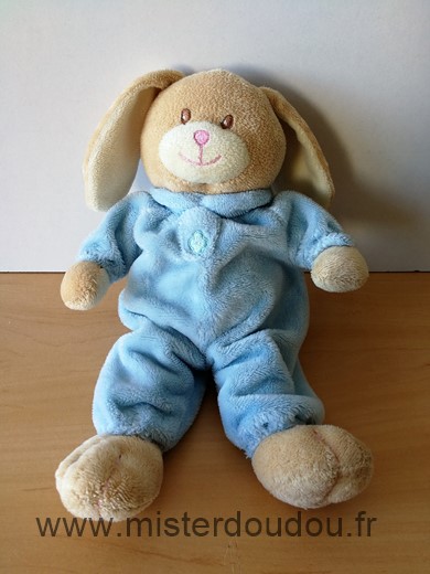 Doudou Lapin Toys land Beige habit bleu 