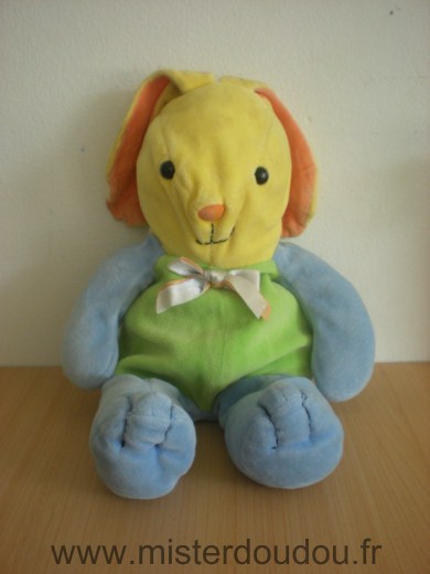 Doudou Lapin Toys r us Bleu jaune vert Doudou usagé le proposons pour dépanner petit prix