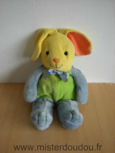 Doudou Lapin Toys r us Bleu jaune vert orange 