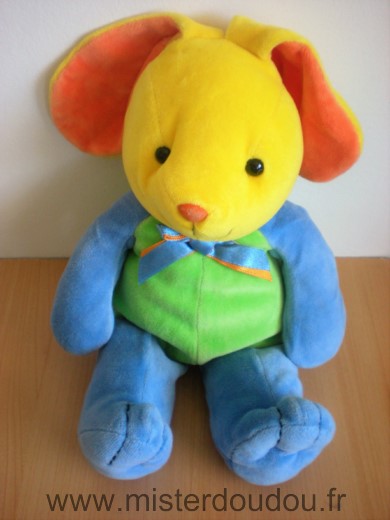 Doudou Lapin Toys r us Bleu vert jaune 