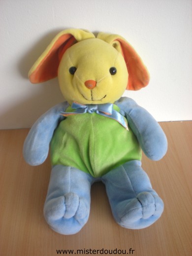 Doudou Lapin Toys r us Jaune orange bleu vert 