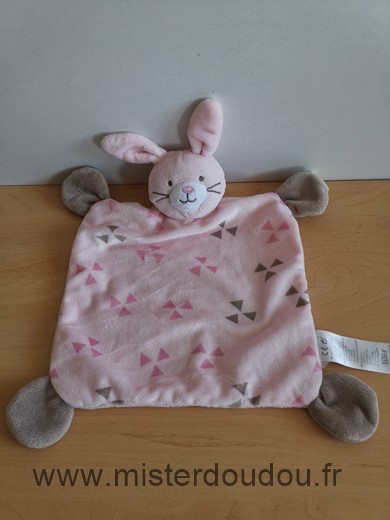Doudou Lapin Toys r us Rose beige triangles 