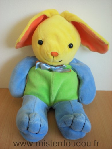 Doudou Lapin Toys r us Vert bleu jaune orange 