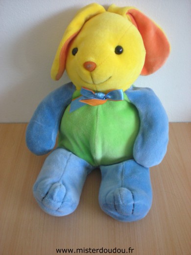 Doudou Lapin Toys r us Vert bleu jaune orange 