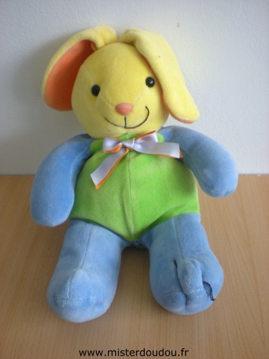 Doudou Lapin Toys r us Vert jaune bleu orange 