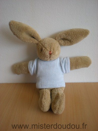 Doudou Lapin Trousselier Beige pull bleu 