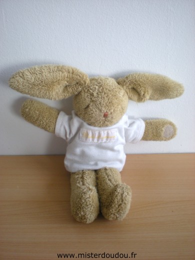 Doudou Lapin Trousselier Beige tshirt blanc 