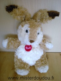 Doudou Lapin Trudi Marron beige médaille rouge trudi 