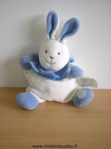 Doudou Lapin Vertbaudet Blanc bleu 