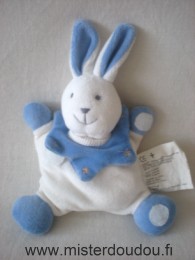 Doudou Lapin Vertbaudet Blanc bleu étoiles jaunes 