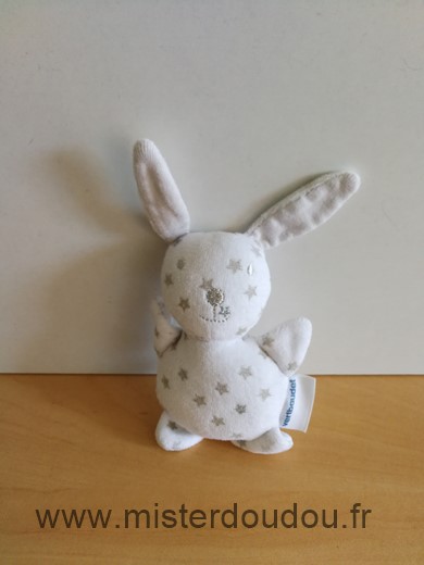 Doudou Lapin Vertbaudet Blanc etoiles 