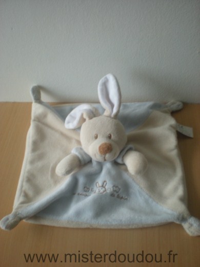 Doudou Lapin Vetir Beige bleu brodé un amour de lapin 