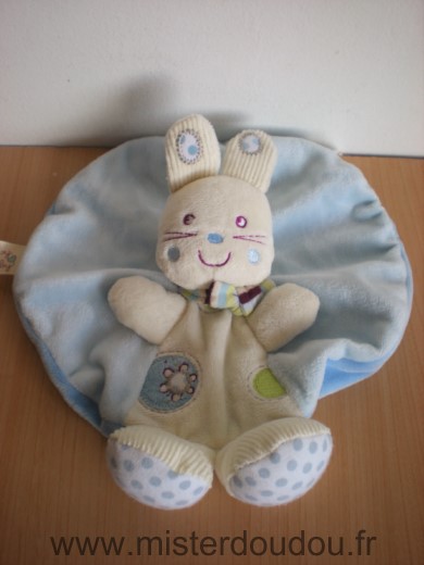 Doudou Lapin Vetir Ronde bleu blanc 