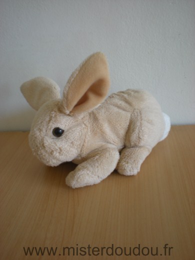 Doudou Lapin - marque non connue - Beige billes marron pour les yeux petit queue blanche 