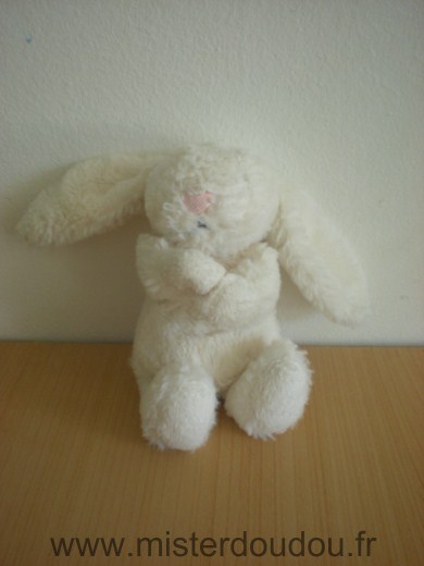 Doudou Lapin - marque non connue - Blanc nez rose yeux noirs 