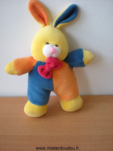 Doudou Lapin 0 Bleu orange jaune 