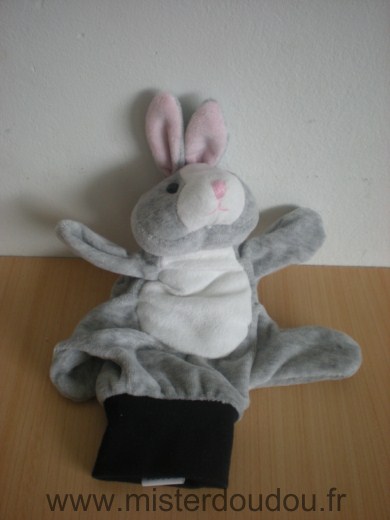 Doudou Lapin - marque non connue - Gris blanc noir 