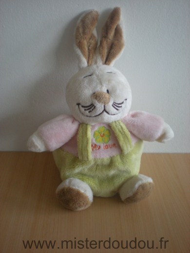 Doudou Lapin - marque non connue - Vert rose 