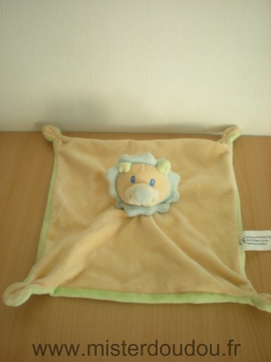 Doudou Lion Auchan Jaune beu vert dessous 