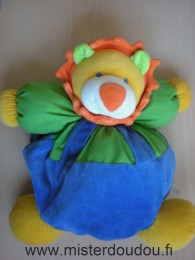 Doudou Lion Auchan Jaune bleu vert orange 