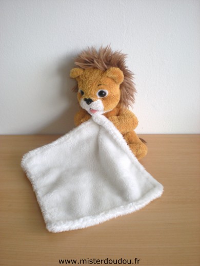 Doudou Lion Cl Lion credit lyonnais marron avec mouchoir blanc 