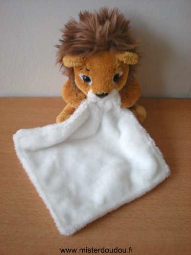 Doudou Lion Cl Lion credit lyonnais marron mouchoir blanc 