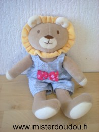 Doudou Lion Corolle Beige salopette vicy bleue 