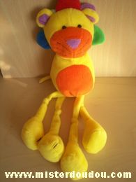 Doudou Lion Cp international Jaune orange bleu rouge vert 