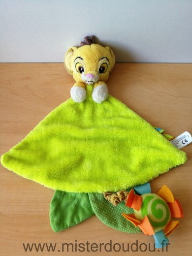 Doudou Lion Disney Simba jaune vert soleil 