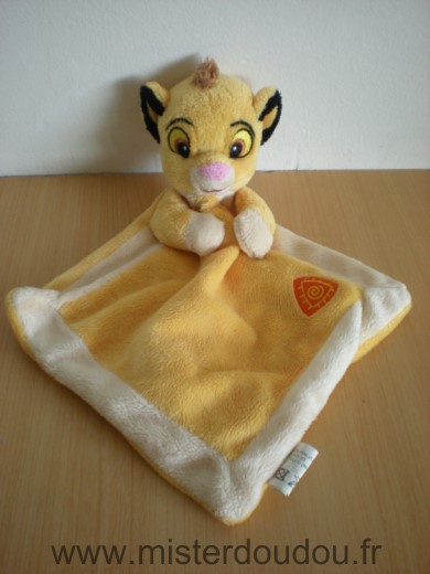 Doudou Roi Lion Simba jaune mouchoir blanc The Lion King DISNEY