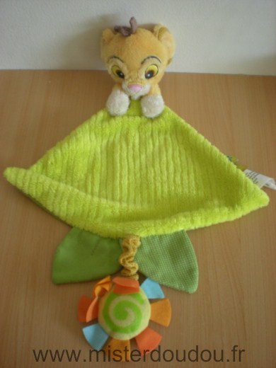 Doudou Lion Disney Simba roi lion  vert soleil 